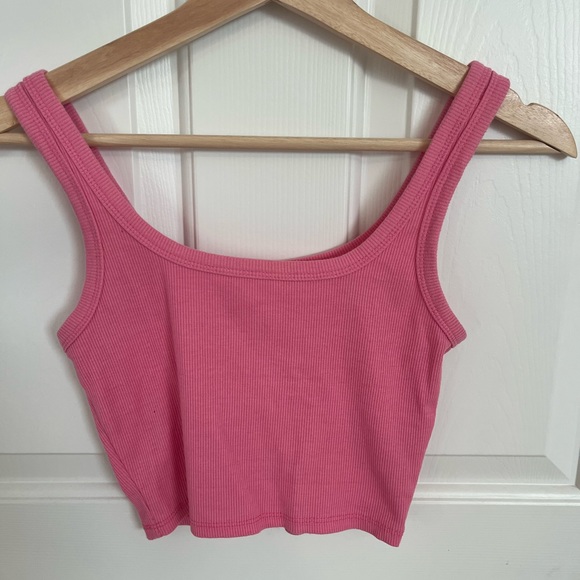 Pink Ribbed Crop Tank - Picture 2 of 3